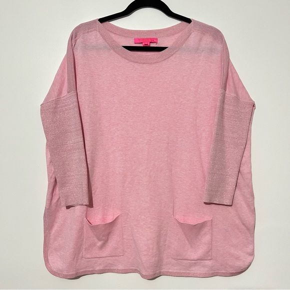 Lilly Pulitzer Cobo Sweater Heathered Pink Tropics Tint Small Coolmax Sparkly - Picture 2 of 10